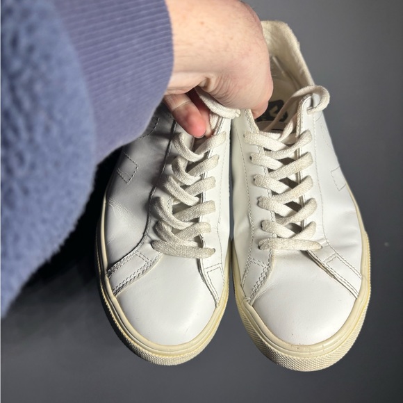 Veja Esplar Leather Logo White Sneakers Womens Size 7 - Picture 5 of 9